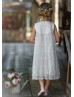 Ivory Lace Tulle Baby Boho Beach Airy Flower Girl Dress